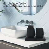 DAHACIS Black Bathroom Accessories Set, Modern 3 Pcs Bathroom Essentials - Soap Dispenser, Toothbrush Holder & Tray, Countertop Vanity Organizer (Black)