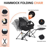 CDEN Heated Hammock Chair with Footrest, Heated Camping Chair with Battery, Swinging Chair, Heavy Duty, with Stand, Cup Holder, Side Bag, Power Bank Included, for Patio, Camping, Backyard (2 Pack)