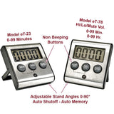 Elegant Digital Kitchen Timer - Stainless Steel Model eT-23, Super Strong Magnetic Back, Loud Alarm, Large Display, Auto Memory, Auto Shut-Off by eTradewinds