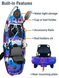 Brooklyn 8.0 Foldable Pedal Fishing Kayak by BKC, Compact Sit-on-Top Single Kayak with Pedal Drive, Sturdy Aluminum Seat, Rudder Steering, Storage (Camo)