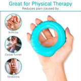 Vive Hand Strengthener Grip Ring - Forearm Ring Hand Exercisers - Silicone Squeezer Gripper for Muscle Strengthening Training Tool - Arthritis Finger Physical Therapy PT Kit Trainer (Textured 2 Pack)