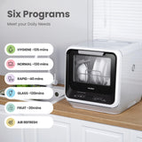 COMFEE' Portable Mini Dishwasher Countertop with 1.32Gal Built-in Water Tank for Apartments& RVs, No Hookup Needed, 6 Programs, 360° Dual Spray, 162℉ High-Temp& Air-Dry Function