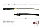 Hand Forged 1045 Damascus Dragon Wakizashi, Visible Hamon Full Tang Sword