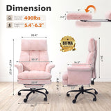 Teddy Fleece High Back Executive Office Chair with Flip Armrests (Pink)