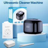 Ultrasonic Retainer Cleaner Machine, 49KHz 220ML Dental Cleaning Pod with Digital Timer, Deep Cleaning Ultrasonic Dentures Cleaner for Night Guards, Braces, Aligner, Toothbrush, Jewelry, Black