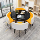 Round Dining Table Set for 4 with Chairs, Office Conference Reception Coffee Negotiation Table and Chairs Set