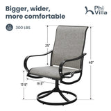 PHI VILLA Swivel Patio Dining Chairs Set of 6, Textilene Mesh Fabric, Brown