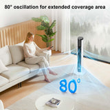 Antarctic Star 37-Inch Bladeless Portable Tower Fan 80°Oscillating,Quiet Cooling with 12H Timer Remote Control, 6 Speed, 4 Modes, LED Display,Standing Fan Powerful for Bedroom Office Dorm,Black White