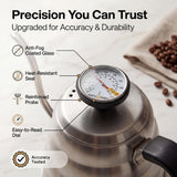 Barista Warrior Gooseneck Kettle with Thermometer - 1.2L Pour Over Coffee & Tea Kettle, 18/8 Stainless Steel Gooseneck Kettle Pot, Precision Pour Drip Spout, Suitable for All-Stoves (40 fl oz)
