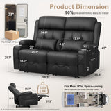 Power Reclining Loveseat with Massage & Heat,Wall Hugger Loveseat Recliner with LED Lights