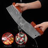 AILUROPODA Pizza Cutter Rocker with Knife Sharpener & Protective Cover 16" Large Pizza Rocker Cutter Sharp Pizza Slicer 30Cr13 Stainless Steel Pizza Knife (Silver)