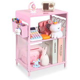 Gugsey Pink Small Nightstand, Kids Nightstand for Bedroom, End Table with Hooks and Holder, Toddler Bedside Table for Girls, Desk Organizer for Office, Dorm (Pink)