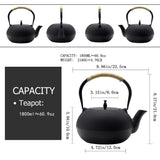 Big Cast Iron Teapot, Japanese Tetsubin Tea Kettle for Stovetop Safe, Cast Iron Tea Pot with Stainless Steel Infuser for Loose Tea and Enameled Interior(1800ml/60.9oz)