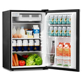 Kismile 4.41Cu.Ft Fridge with Freezer Compact Refrigerator Single Door Mini Fridge Adjustable Thermostat, Energy Saving (Black)