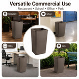 Getzi 5 Pack Brown 50 Gallon Square Commercial Trash Can, Heavy Duty Resin Waste Bin