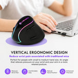 J-Tech Digital Ergonomic Mouse with Wireless Connection, Removable Palm Rest, Thumb Buttons