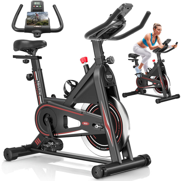 Exercise Bike, DMASUN Classic Brake Pad Pro Stationary Bike for Home with 330 LB Capacity, Workout Bike with Comfortable Seat Cushion, Digital Display with Tablet Holder DMASUN