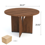 HIPIHOM MDF Round Dining Table 39.4 Inch Modern Minimalist Kitchen Table | V-Leg Sturdy Home Dining Table | Small Apartment Round Table for 4-6 People | Scratch & Water Resistant Easy-Clean Surface