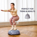 ZELUS Balance Ball Trainer with Resistance Bands and Foot Pump, Inflatable Yoga Ball for Home Gym Workouts, 23 Inch Exercise Half Ball for Balance Training Core Strength Fitness More, 330lb Cap (Dutch