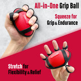 FitBeast Grip Strength Trainer, Hand Gripper Strengthener Kit - 6 Pack with Adjustable Resistance Forearm Strengthener, Forearm Exerciser and Massage Balls for Hand Therapy, Grip Training (Red)