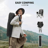 LANMOUNTAIN 2 Pack Padded Oversized Camping Chairs for Adults,Heavy Duty Support 400 Lbs,Folding Portable Lawn Chair w/Cup Holder,Cooler Bag,Side Pocket,Perfect for Outdoor Picnic,Hiking(Black)