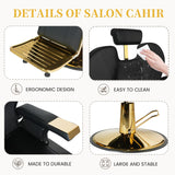 EITPETPORT Barber Chair for Barbershop, Heavy Duty All-Purpose Reclining Salon Chairs for Hair Stylist, Hydraulic Salon Styling Chair for Beauty Spa Shampoo Tattoo Chair Equipment, Modern Black Gold