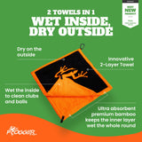 Frogger Amphibian 2-in-1 Golf Towel with Wet and Dry Technology, Black/Grey