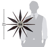 Infinity Instruments Utopia Mid-Century 30 inch Wood and Metal Wall Clock, Walnut Dark Wood