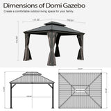 Domi 10'X12' Gazebo, Hardtop Gazebo for Patio with Drainage System, Gray