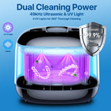 Ultrasonic Retainer Cleaner Machine, 49KHz 220ML Dental Cleaning Pod with Digital Timer, Deep Cleaning Ultrasonic Dentures Cleaner for Night Guards, Braces, Aligner, Toothbrush, Jewelry, Black