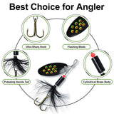TRUSCEND Well-Made Rooster Tail Fishing Lures with Flash Copper Body and Blade, Two-Way Spinning Spoons System Fishing Spinners for Jigging, Freshwater Crappie Jigs, Blade Bait for Bass Trout Walleye