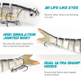 GOTOUR Fishing Lures for Freshwater or Saltwater, Easy to Use for Family Fishing Beginner and Pros, Most Lifelike Jointed Swimbait for Almost All Fishes，Slow Sinking Bass Pike Panfish Walleye Lures