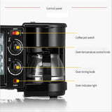 TXGJWRA Breakfast Maker Station - Multifunction 3 in 1 Machine with Mini Toaster Electric Oven, Frying Pan, and Sandwich Maker for Morning Meals at Home,Blue