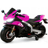 HEIMILI 24V Kids Motorcycle, Aprilia RSV4 Licensed Electric Ride on for 3-6 Years, 51" Large Motorbike with Training Wheels, Bluetooth, Speed 5mph (Pink, 24V(51 * 31 * 22))