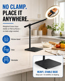 LUXSURE 10" Overhead Ring Light for Desk with Weighted Base, Freestanding Telescopic Phone Mount, Phone Stand with Light & Remote for Video Recording, Cooking, Crafts, Live Streaming