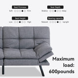 Memory Foam Couch Bed with Mattress and Frame Included, Comfortable Grey Opoiar