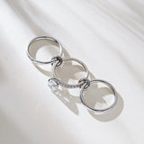 JINEAR Stackable Rings for Women Non Tarnish Sterling Silver Interlocking Ring Set Cubic Zirconia Statement Bands Interlocked Stacking Multi-Link Connected Rings Jewelry