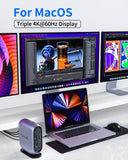16-in-1 Universal Docking Station for All Laptops with 150W Power Adapter, Triple Monitor for Mac, Windows