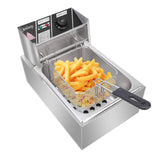 11.4QT/10.8L Electric Deep Fryer with Basket and Lid, 2500W Electric Fryer, Countertop Oil Fryer for French Fries, Onion Rings, Donuts, Temperature Adjustable 140-392℉, Stainless Steel Single Tank