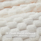 NEWCOSPLAY Super Soft Twin Blanket Ivory Premium Silky Flannel Fleece 3D Clouds Stylish Jacquard Lightweight Bed Blanket All Season Use 350GSM (Ivory, Twin(60"x80"))