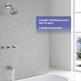 CISTPOFS 3 Handle Tub Shower Faucet Chrome Tub and Shower Trim Kit with Rough-in Valve Bathtub Shower Faucet Set with Tub Spout Wall Mounted