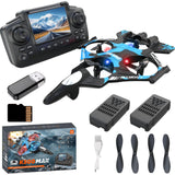 Weavixol RC Plane for Kids, Fighter Jet Drones With Screen On Controller, No Phone Needed, Drone For Kids 8-12 with Camera, Remote Control Plane With Auto Hover, Easy to Fly, RC Airplane Toy Gifts for Kids Boys, 2 Batteries