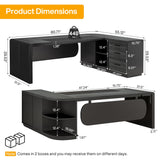 Tribesigns 80'' L-Shaped Desk, Large Executive Office Desk with 55'' Drawers Cabinet, Modern Commercial Office Table with Storage Shelves, Business Furniture for Home Office, Grey & Black