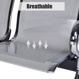 buenotoys 3-Seat Waiting Room Chairs - Waiting Room Bench with Arms Airport Reception Bench Guest Reception Chairs Lobby Bench Waiting Area for Airport Market Bank Hospital School Barbersho, Silver