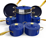 Nuwave Lux LE 13Pc Ceramic Cookware Set with Elegant Gold Handle, PFAS Free