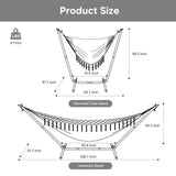 SUNCREAT 2-in-1 Hammocks Convertible Portable Double Hammock with Stand Included, Outdoor Hammock and Stand, Patented, Dark Grey with Tassel