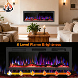 R.W.FLAME 50" Recessed and Wall Mounted Smart Electric Fireplace, Alexa/WiFi Enabled, APP Control with Multiple Sound Modes, Remote Control with Timer, Adjustable Flame Colors and Speed