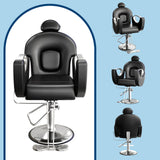 Barber Salon Chair, Reclining Salon Chair with Heavy Duty Hydraulic Pump, 360° Swivel and Height Adjustable, 330 LBS Capacity Spa Beauty Equipment Hairdresser Armchair for Barbershop- Black & Silver