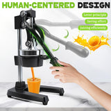 Cast Iron Manual Juicer – Heavy-Duty Hand Press Orange & Lemon Squeezer, Commercial Grade Hand Juicer Press (Black)