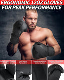 ASBRAVO Punching Bag for Adults, 4ft PU Heavy Boxing Bag Set 12OZ Gloves for MMA Muay Thai Kickboxing Training Home Gym, Martial Art (Unfilled)-Red